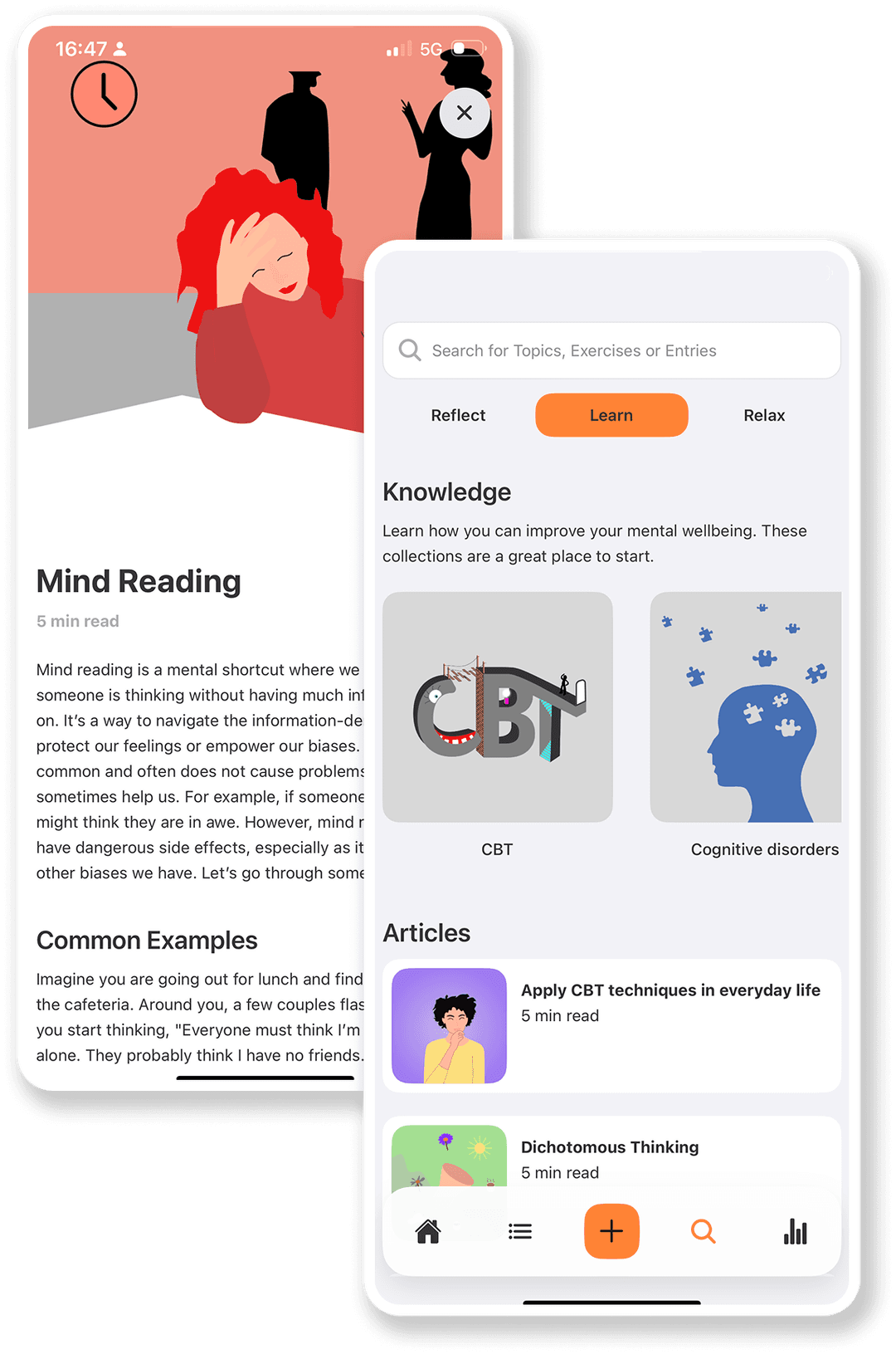 Read mental health articles within Luci app